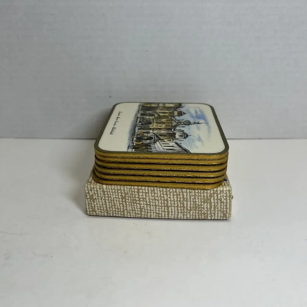 Vtg Coasters London England Landmarks Cork Backs Qty 6 WJB Ltd Made In Britain